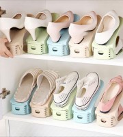 Plastic Storage Shoe Rack Adjustable Durable Shoe Shelf Organizer (4pcs)
